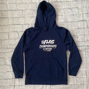 Augusta youth L moisture management NFL flag football pullover hoodie navy blue